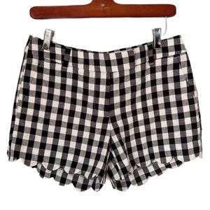 J. Crew Linen Blend Gingham Scalloped Hem Shorts